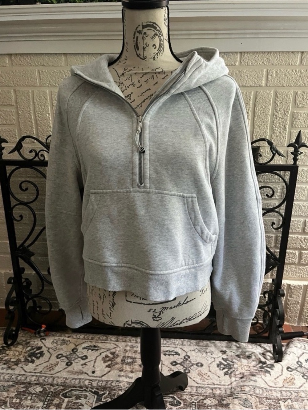 Grey Half-Zip Hooded Sweatshirt